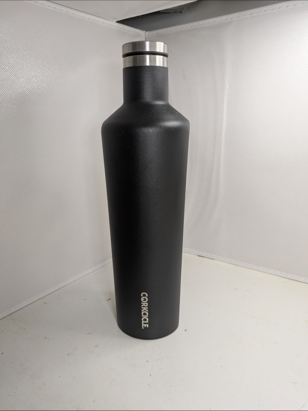 Corkcicle Waterman Canteen Matte Black Stainless Steel Bottle with Silver Cap